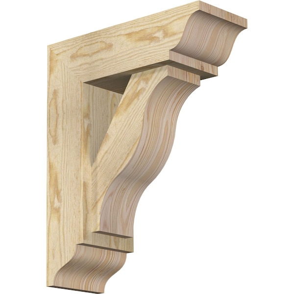 Ekena Millwork Funston Traditional Rough Sawn Bracket w/ Offset Brace, Douglas Fir, 6"W x 16"D x 20"H BKT0604X16X20FST01RDF - main